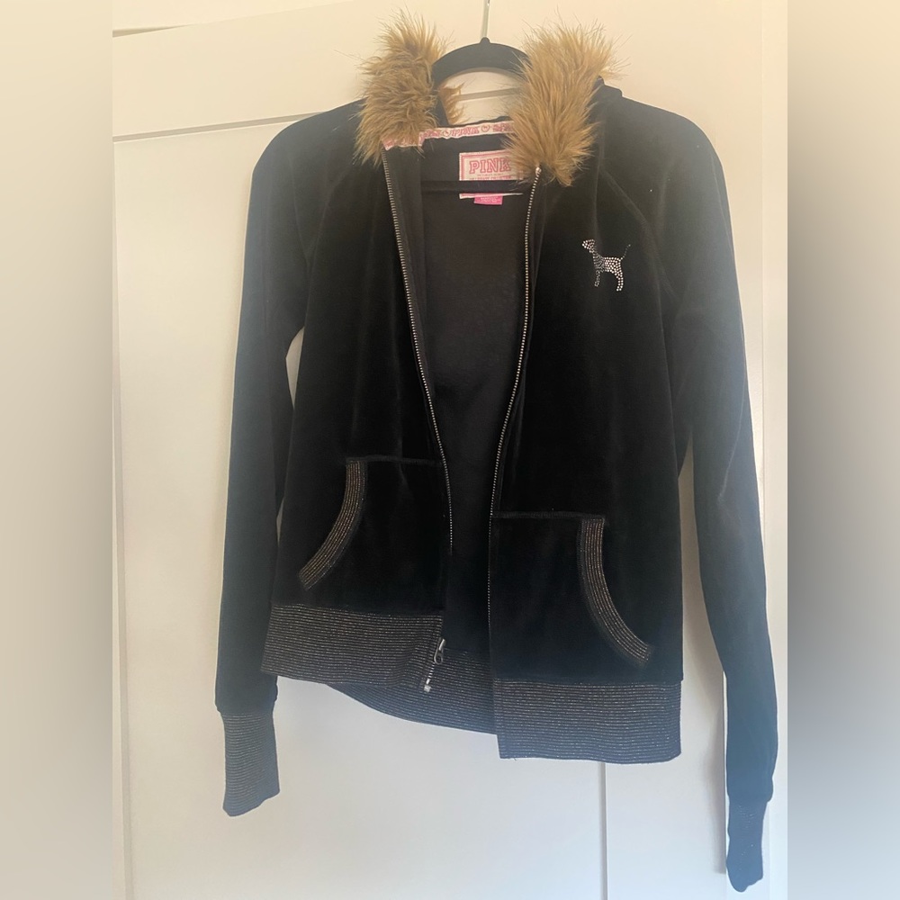 PINK ASU fur hood jacket